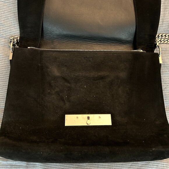 Celine Suede Shoulder Handbag with Silver Chain - Picture 6 of 14
